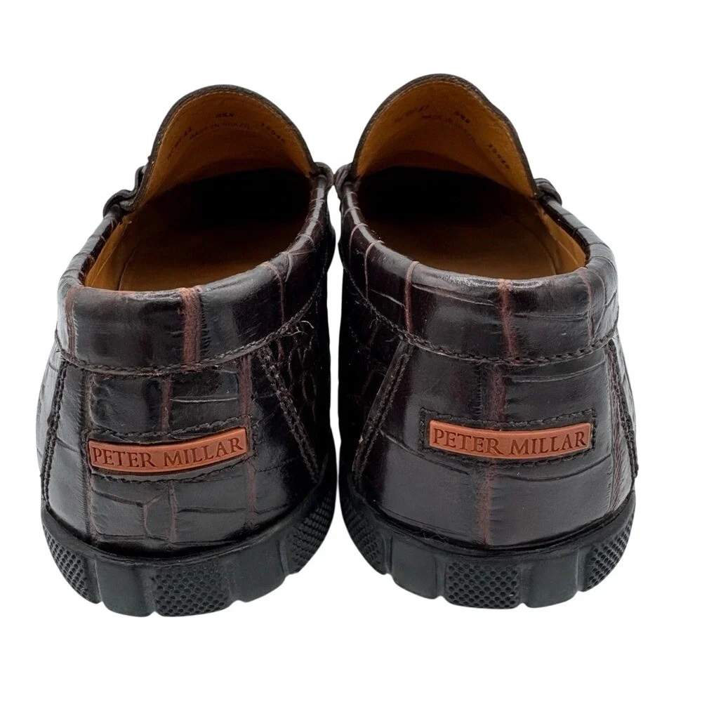 Peter Millar‎ Croc Embossed Leather Loafers Old Money Quiet Luxury, Men's 8.5